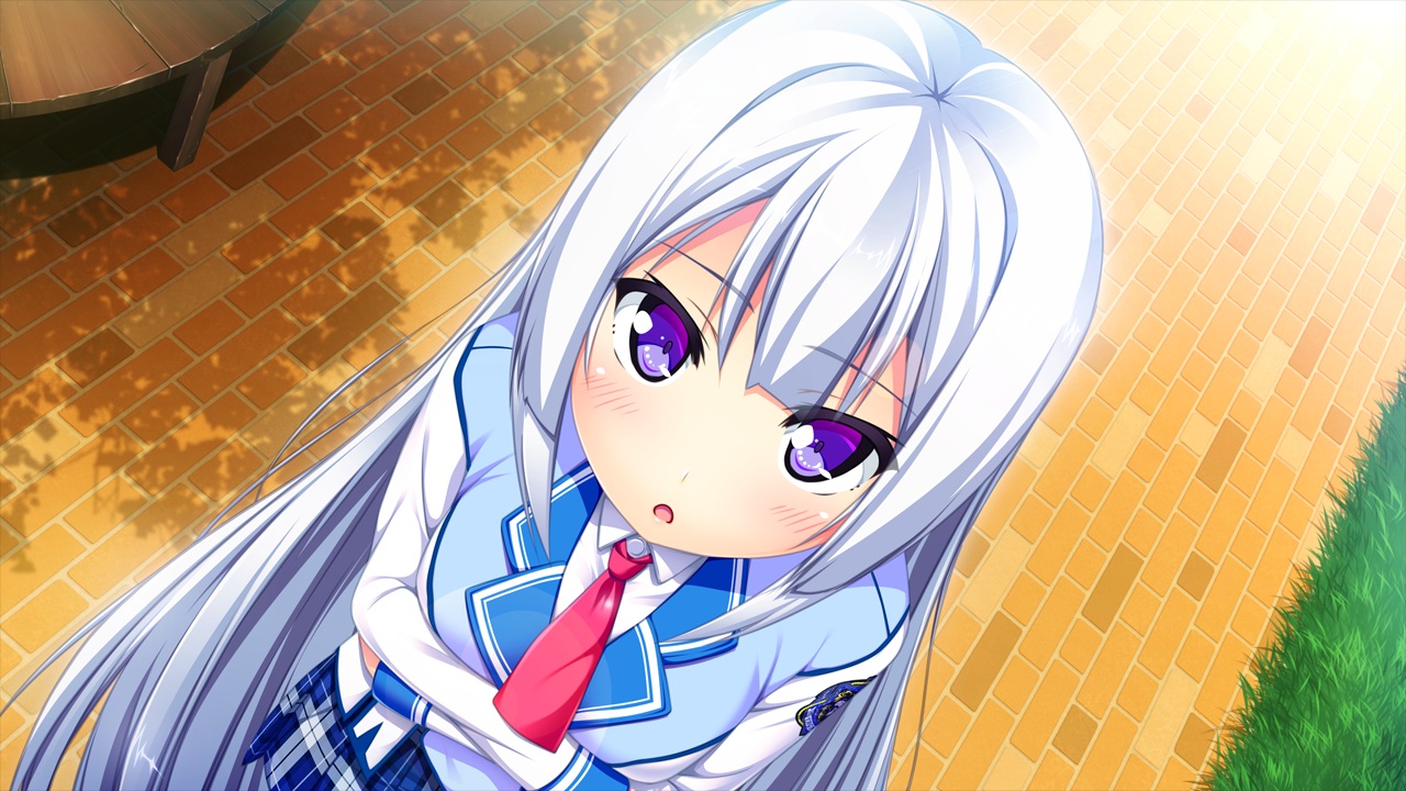 blush, breasts, game_cg, grass, harvest_overray, long_hair, nironiro, purple_eyes