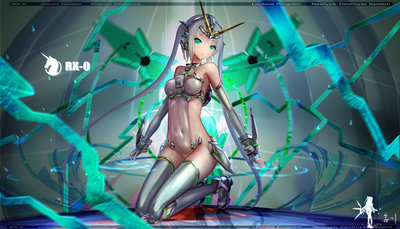 anthropomorphism, bodysuit, boots, breasts, elbow_gloves, gloves, gray_hair, green_eyes