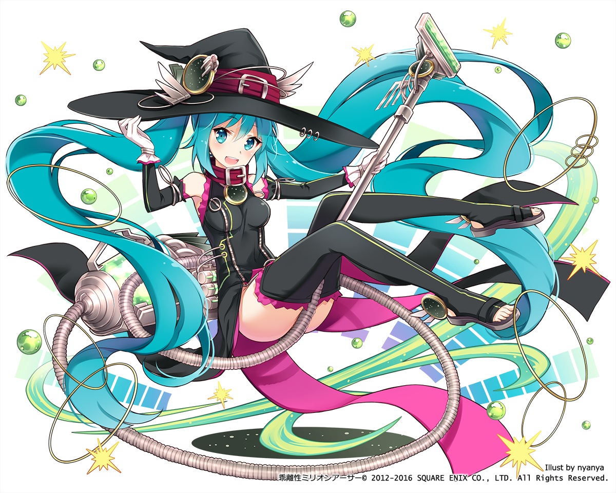 aqua_eyes, aqua_hair, collar, cosplay, dress, gloves, hat, hatsune_miku
