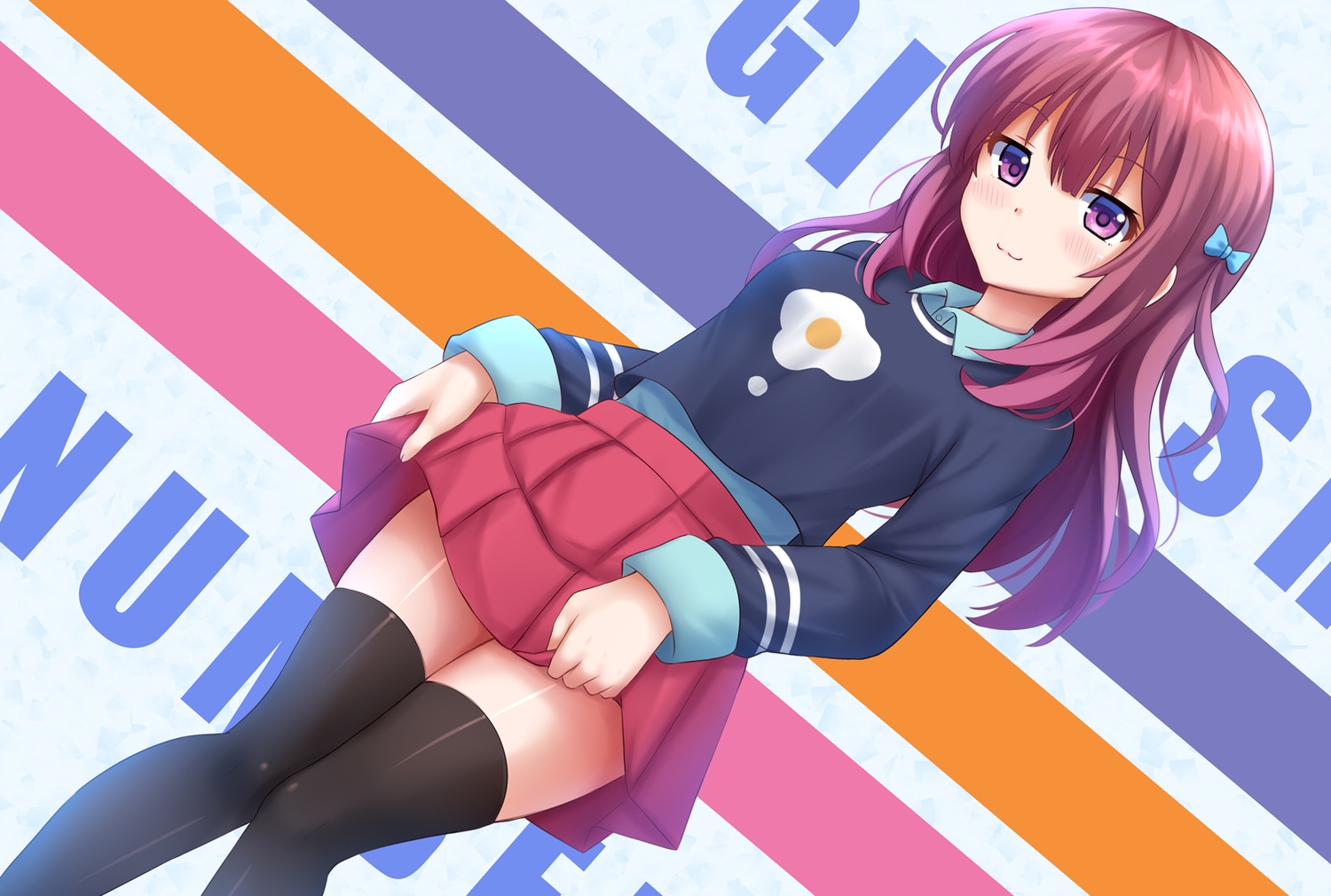 blush, bow, gi(a)rlish_number, karasuma_chitose_(girlish_number), kazenokaze, long_hair, purple_eyes, purple_hair