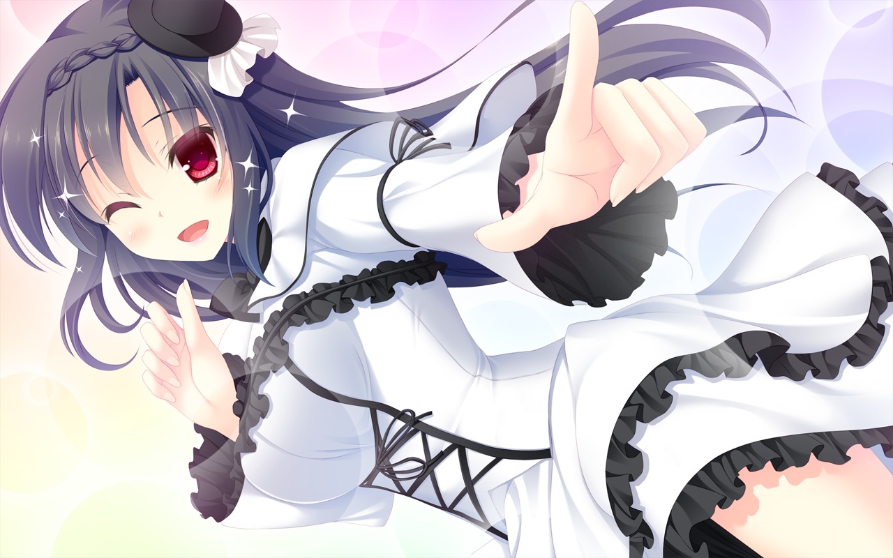 black_hair, chuunibyou_na_kanojo_no_love_equation, game_cg, kaniya_shiku, kuromine_mion, lolita_fashion, long_hair, peassoft