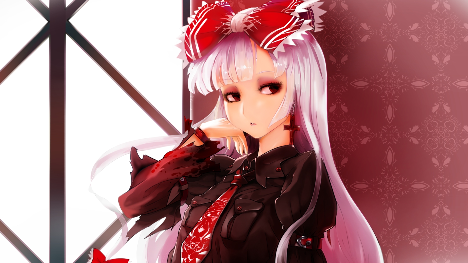 aliasing, fujiwara_no_mokou, gothic, sinzan, touhou