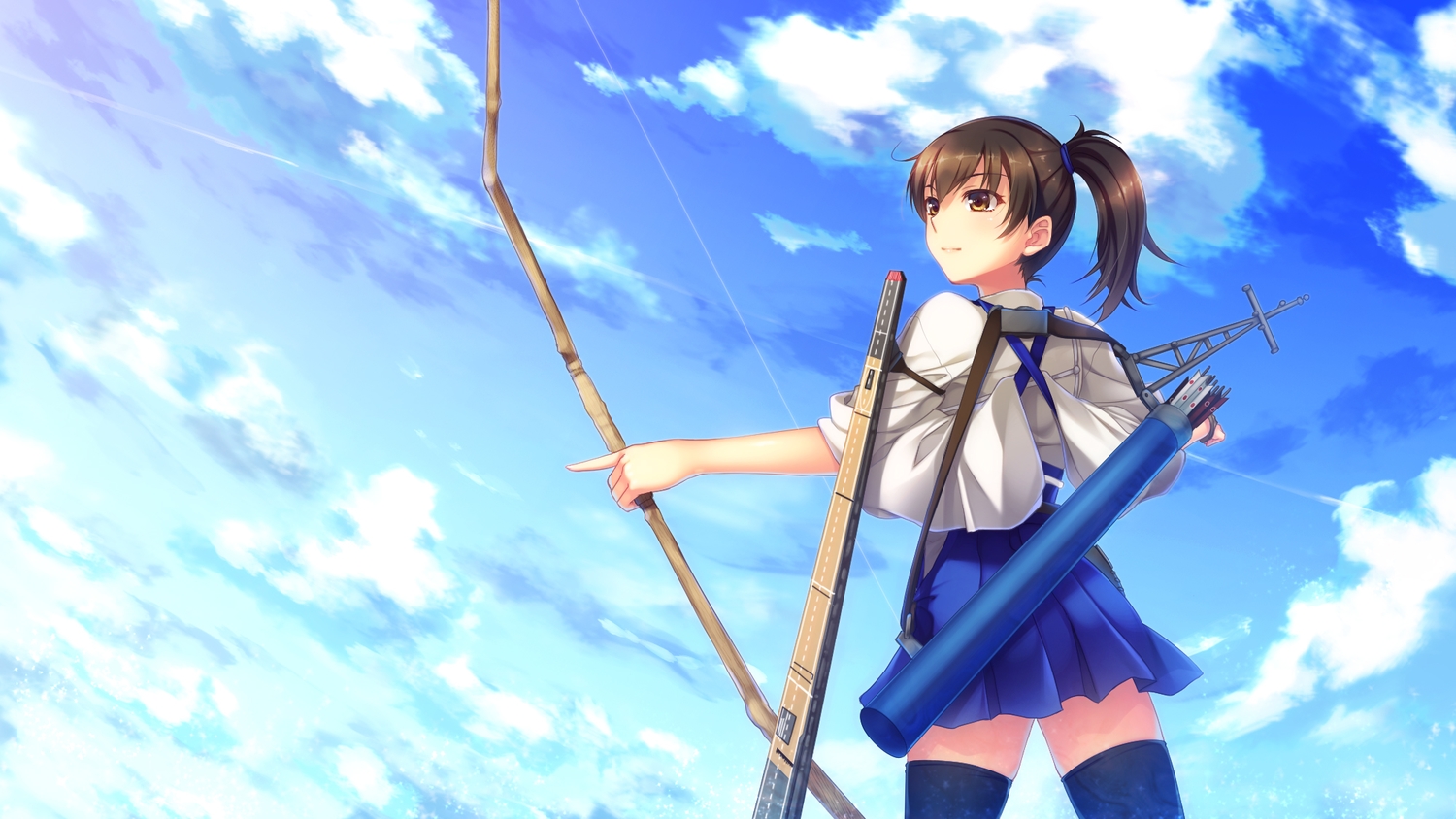 anthropomorphism, imachireki, kaga_(kancolle), kantai_collection, thighhighs, weapon