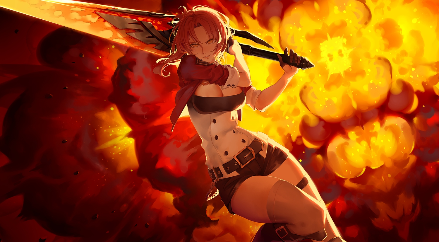 cici, honkai_impact, honkai_(series), murata_himeko, red_hair, sword, weapon