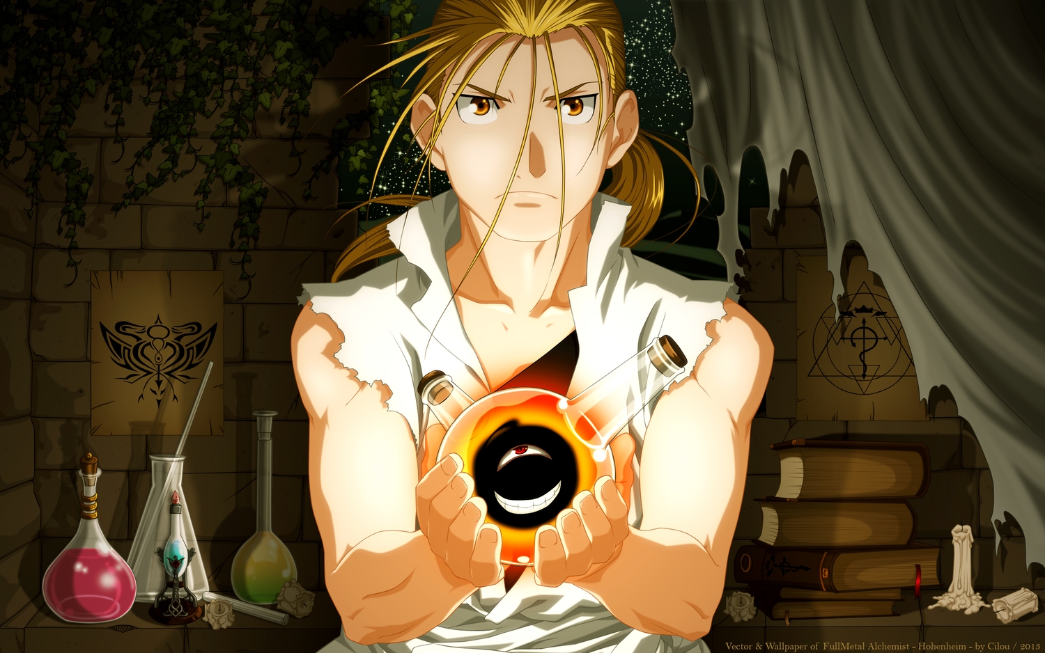 all_male, arakawa_hiromu, blonde_hair, book, brown_eyes, fullmetal_alchemist, male, night, stars, van_hohenheim, vector