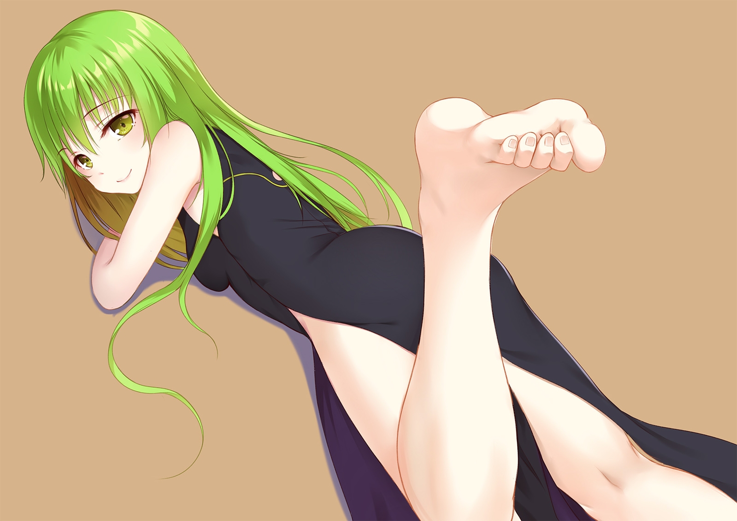 barefoot, brown, cc, chinese_clothes, chinese_dress, code_geass, dress, flan_(seeyouflan)