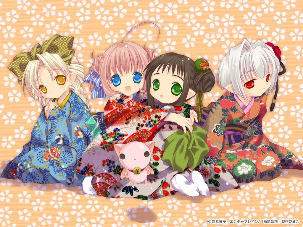 bottle_fairy, chiriri, hororo, kururu, oboro, pointed_ears, sarara, tokumi_yuiko
