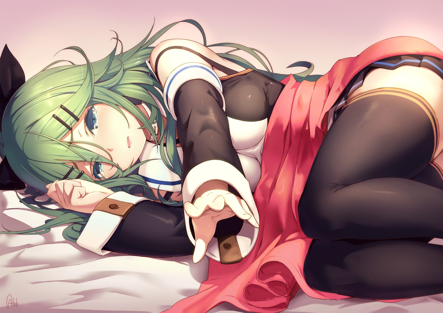 anthropomorphism, azumi_akitake, kantai_collection, school_uniform, thighhighs, yamakaze_(kancolle)