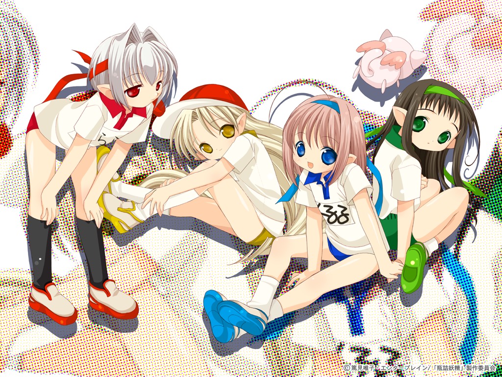 bottle_fairy, chiriri, hororo, kururu, oboro, pointed_ears, sarara, tokumi_yuiko