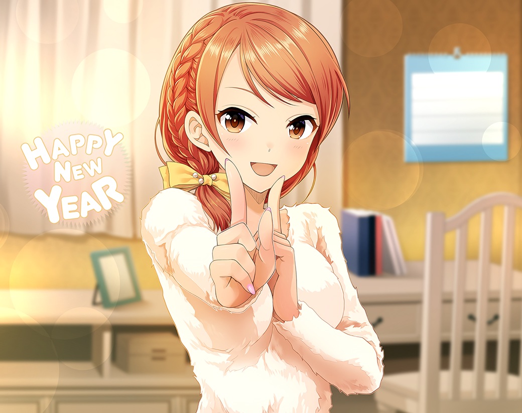 book, bow, braids, houjou_karen, idolmaster, idolmaster_cinderella_girls, kazu, orange_eyes