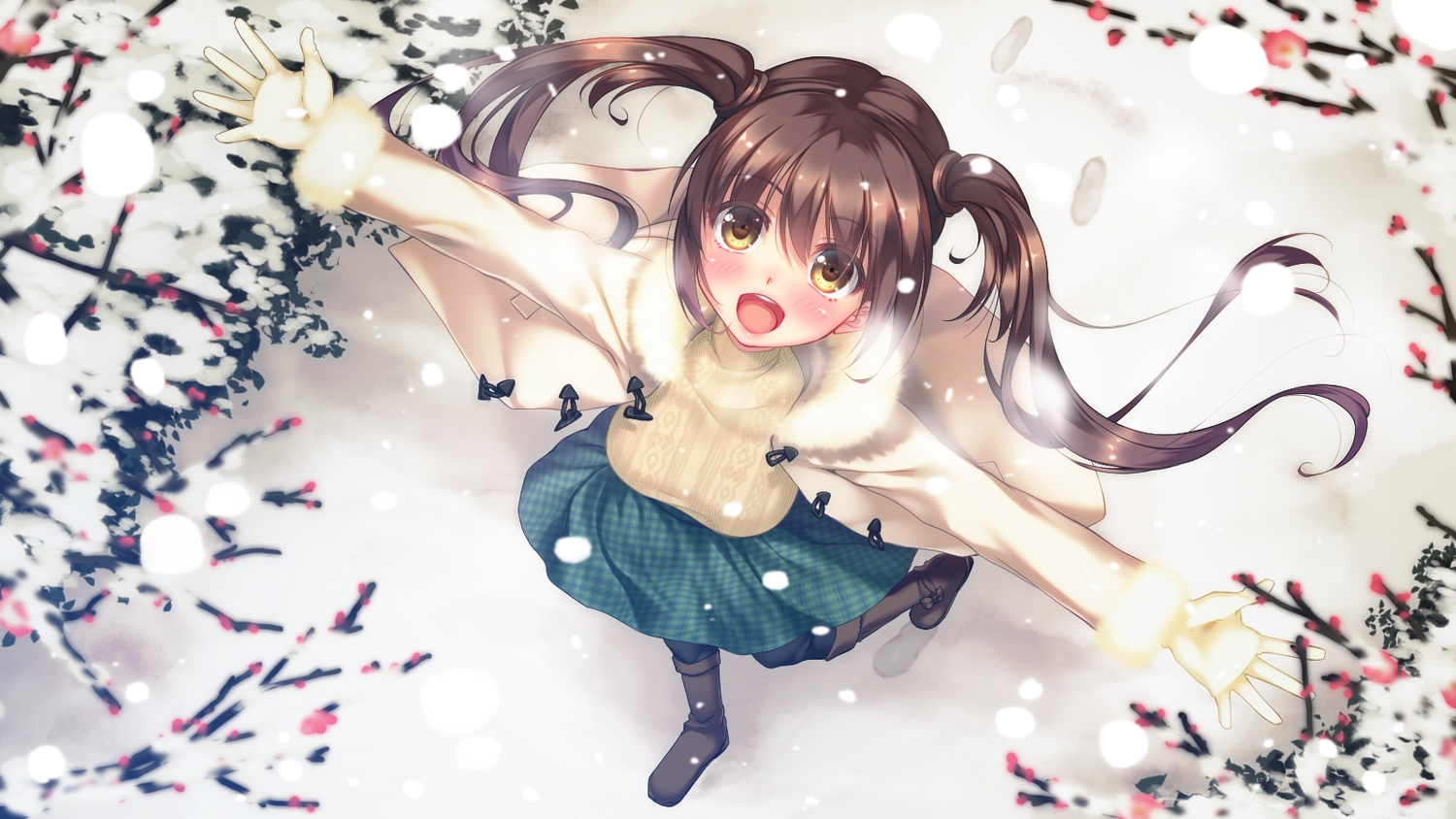 blush, breasts, brown_hair, imachireki, long_hair, original, pantyhose, skirt