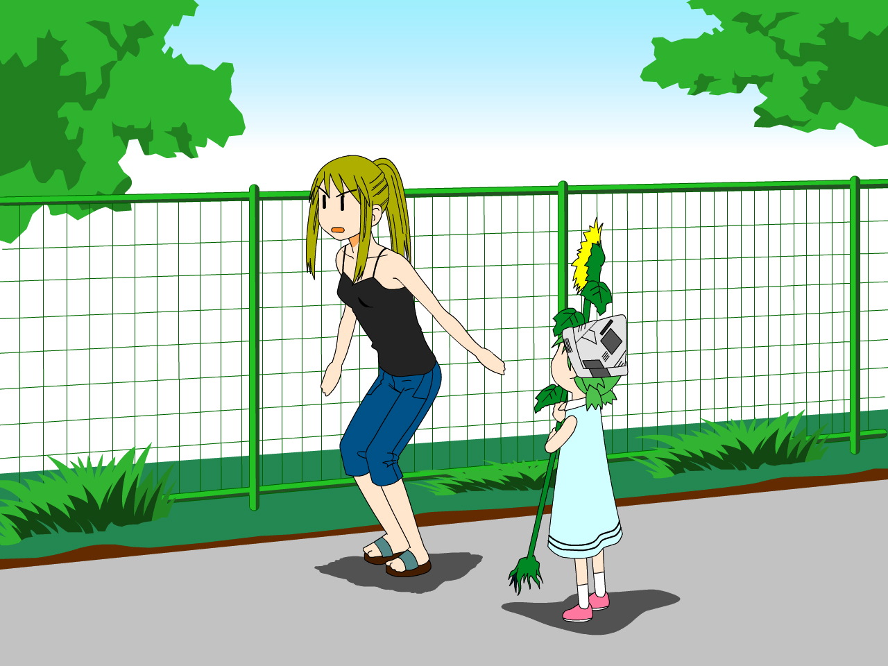 aliasing, ayase_asagi, flowers, koiwai_yotsuba, yotsubato!