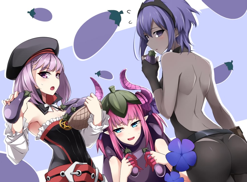 aqua_eyes, ass, blush, elizabeth_bathory_(fate), fate/grand_order, fate_(series), food, gloves