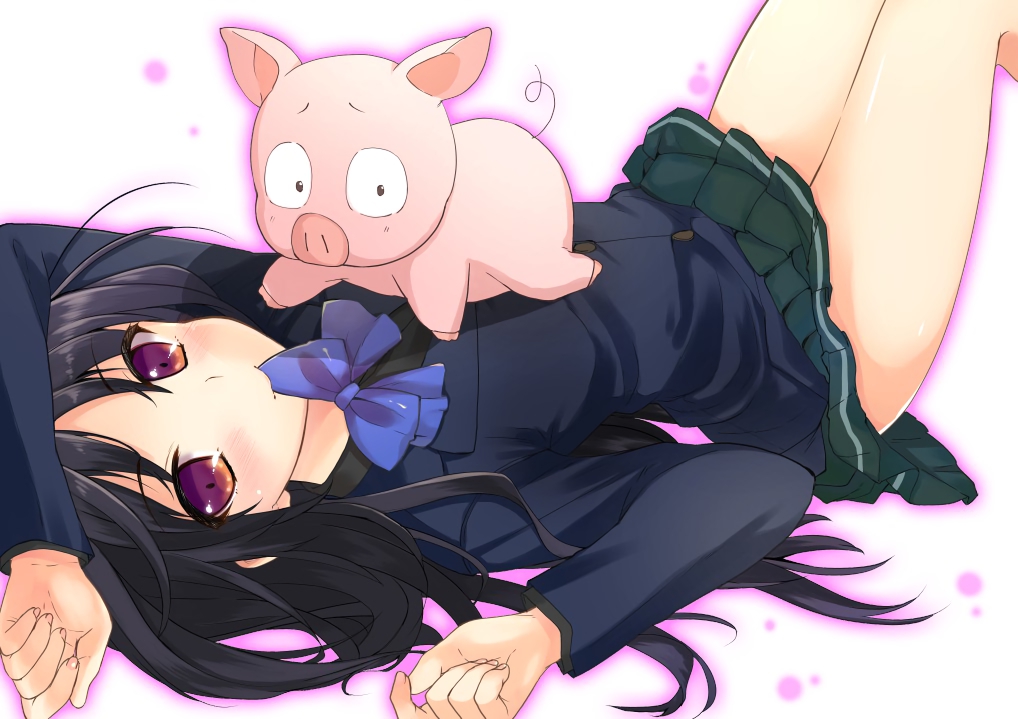 accel_world, arita_haruyuki, black_hair, blush, bow, kuro_yuki_hime, long_hair, purple_eyes