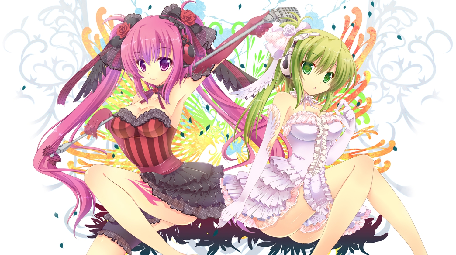 2girls, beatmania, beatmania_iidx, erika_(beatmania_iidx), hinata_momo, mizushiro_celica, waifu2x