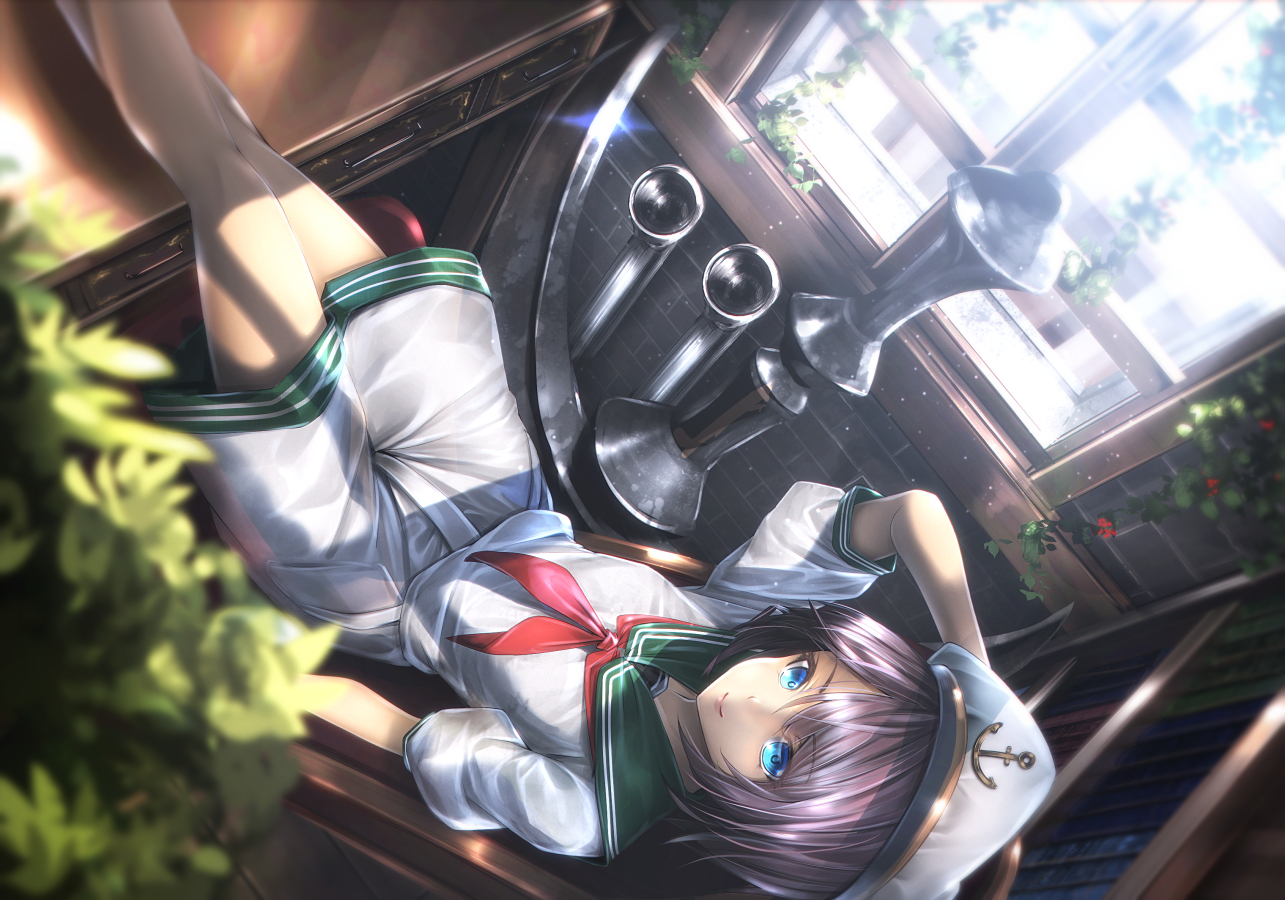 aqua_eyes, hat, murasa_minamitsu, ryosios, school_uniform, short_hair, shorts, touhou