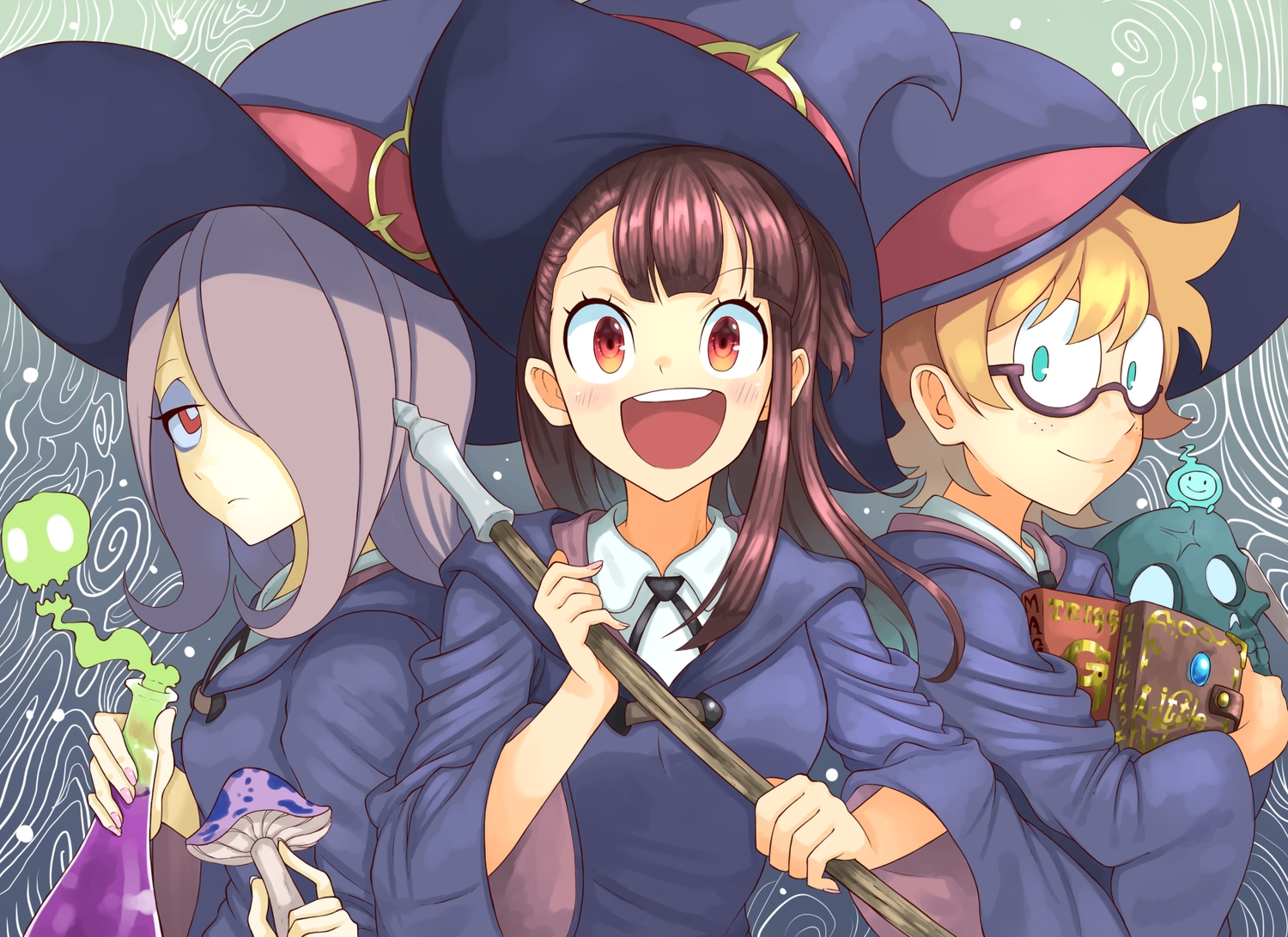 kagari_atsuko, little_witch_academia, lotte_yanson, ohako_(ohako1818), sucy_manbavaran, witch