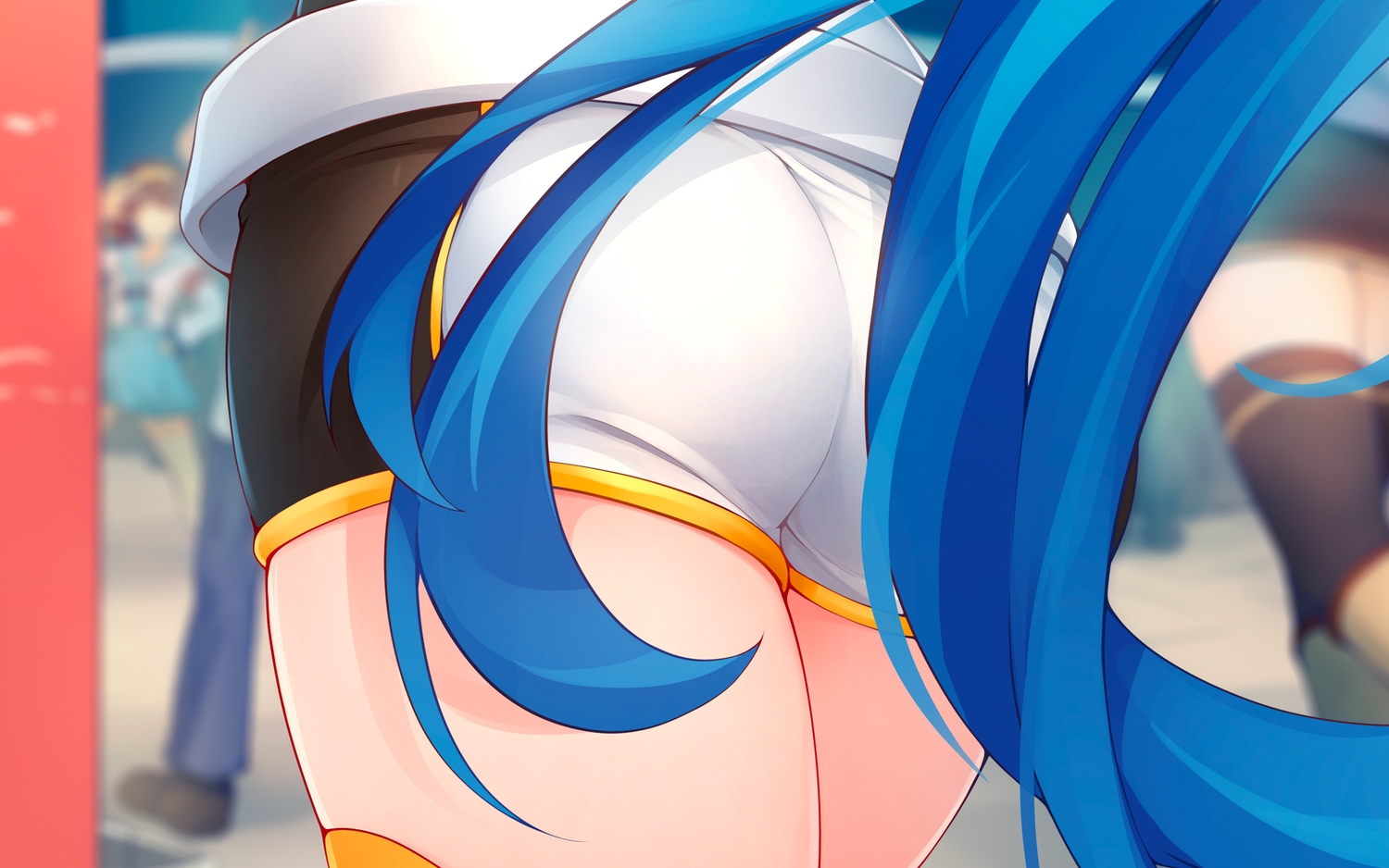 ass, blue_hair, close, long_hair, original, ricegnat, shorts, suzumiya_haruhi, suzumiya_haruhi_no_yuutsu