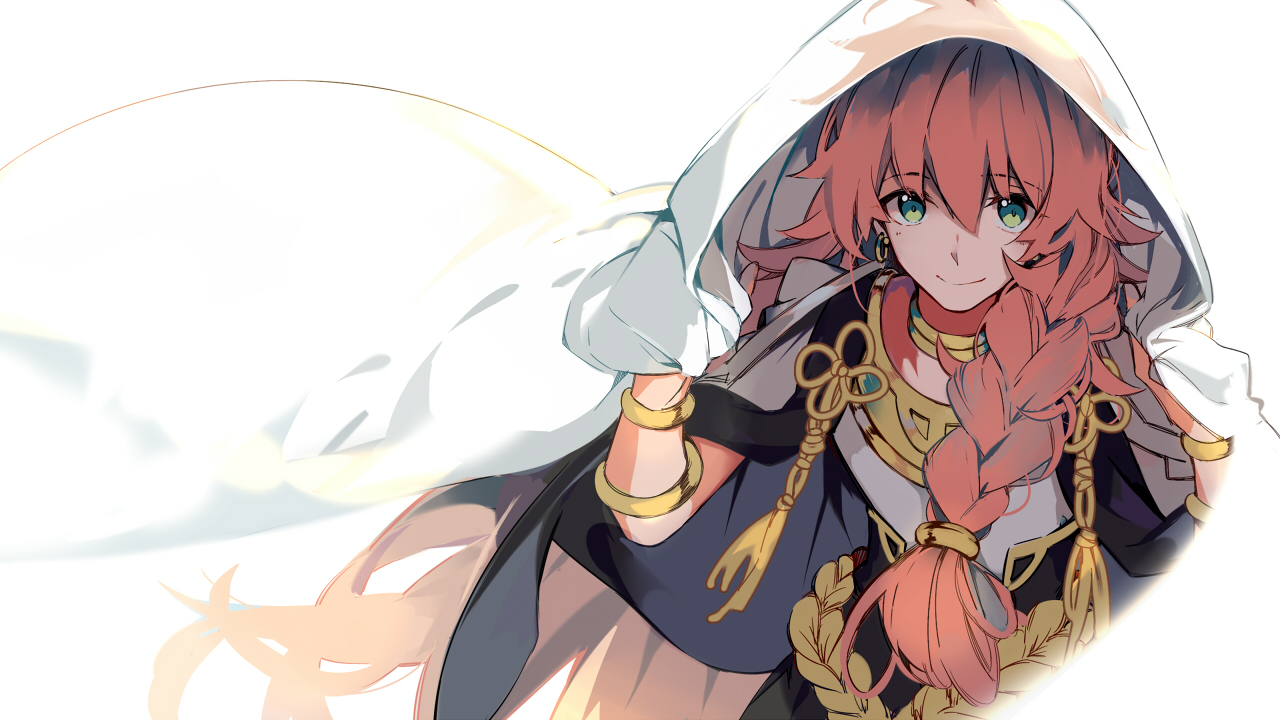all_male, braids, cape, fate/grand_order, fate_(series), green_eyes, hood, long_hair, male, red_hair, romani_archaman, tagme_(artist), wristwear