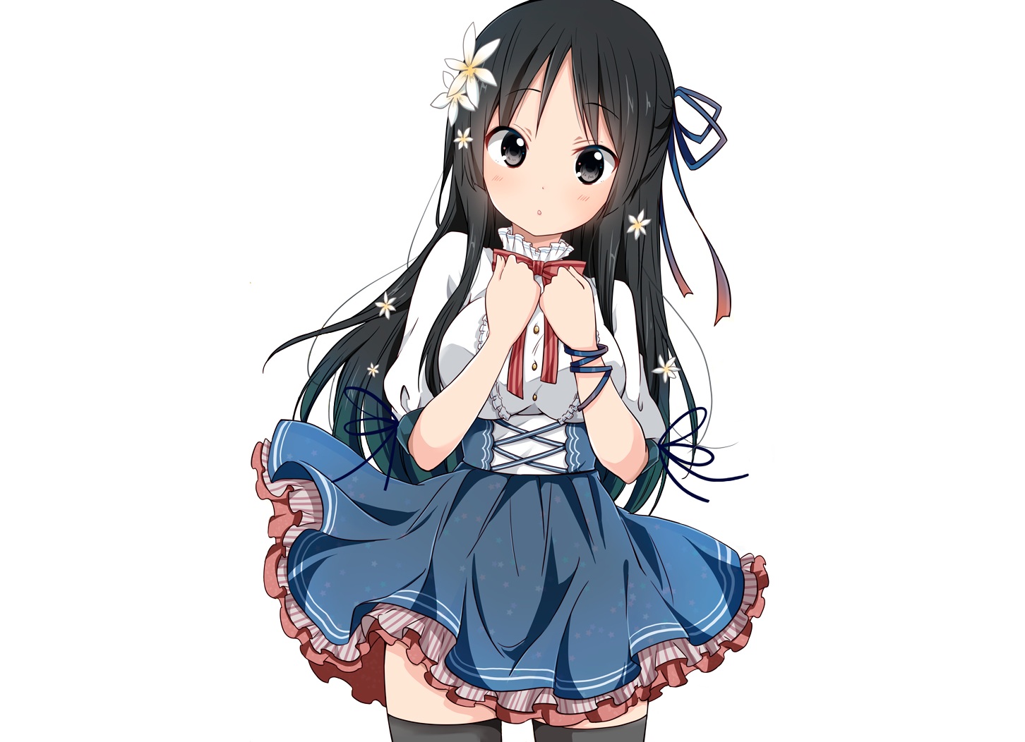 akiyama_mio, black_hair, dress, gray_eyes, k-on!, long_hair, ragho_no_erika, ribbons