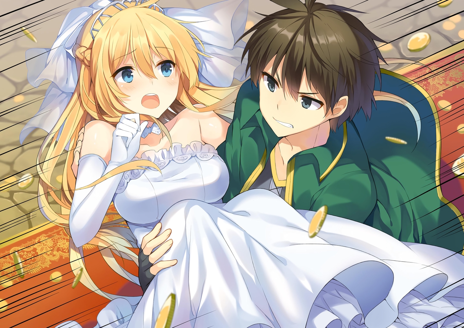 darkness_(konosuba), kono_subarashii_sekai_ni_shukufuku_wo!, male, mishima_kurone, satou_kazuma, wedding_attire