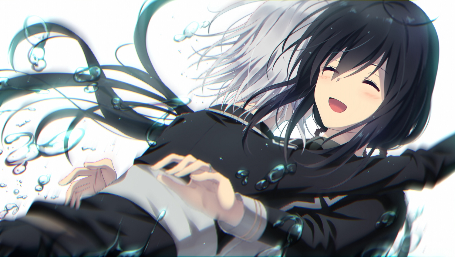 all_male, anthropomorphism, black_hair, blush, braids, bubbles, close, gray_hair