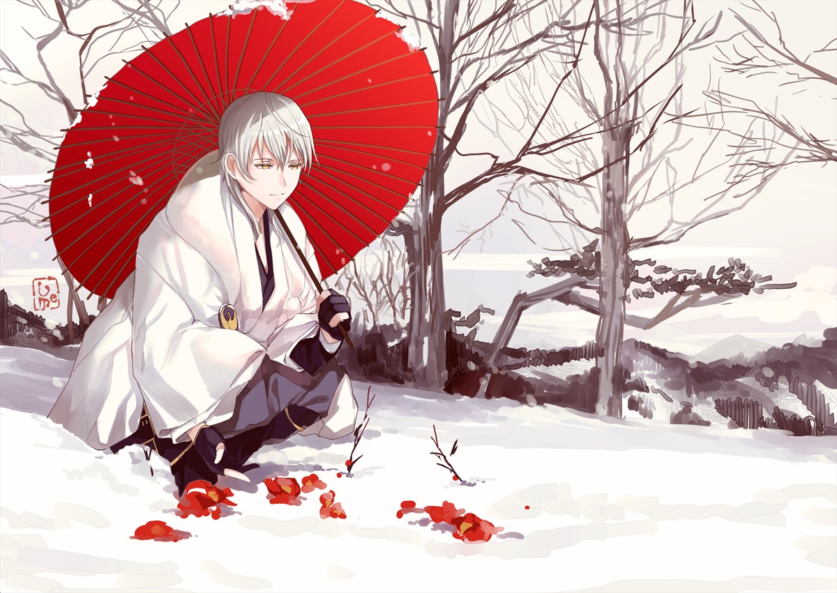 all_male, anthropomorphism, male, touken_ranbu, tsurumaru_kuninaga, ume_(plumblossom)