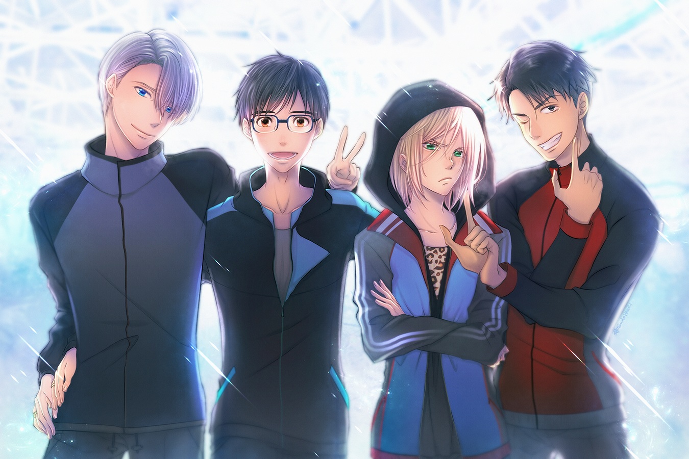 all_male, group, hazuki_asuka, katsuki_yuuri, leroy_jean-jacques, male, viktor_nikiforov, yuri!!!_on_ice