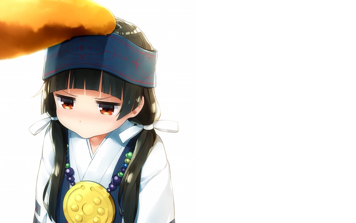 amayadori_machi, animal, bear, black_hair, blush, haribote_(tarao), headband, japanese_clothes