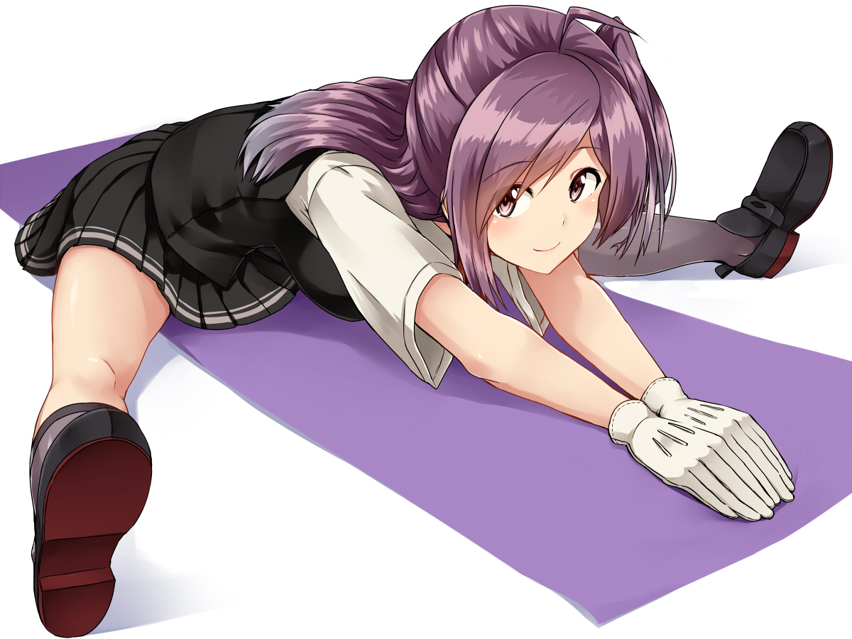 anthropomorphism, breasts, gloves, hagikaze_(kancolle), kamelie, kantai_collection, kneehighs, long_hair