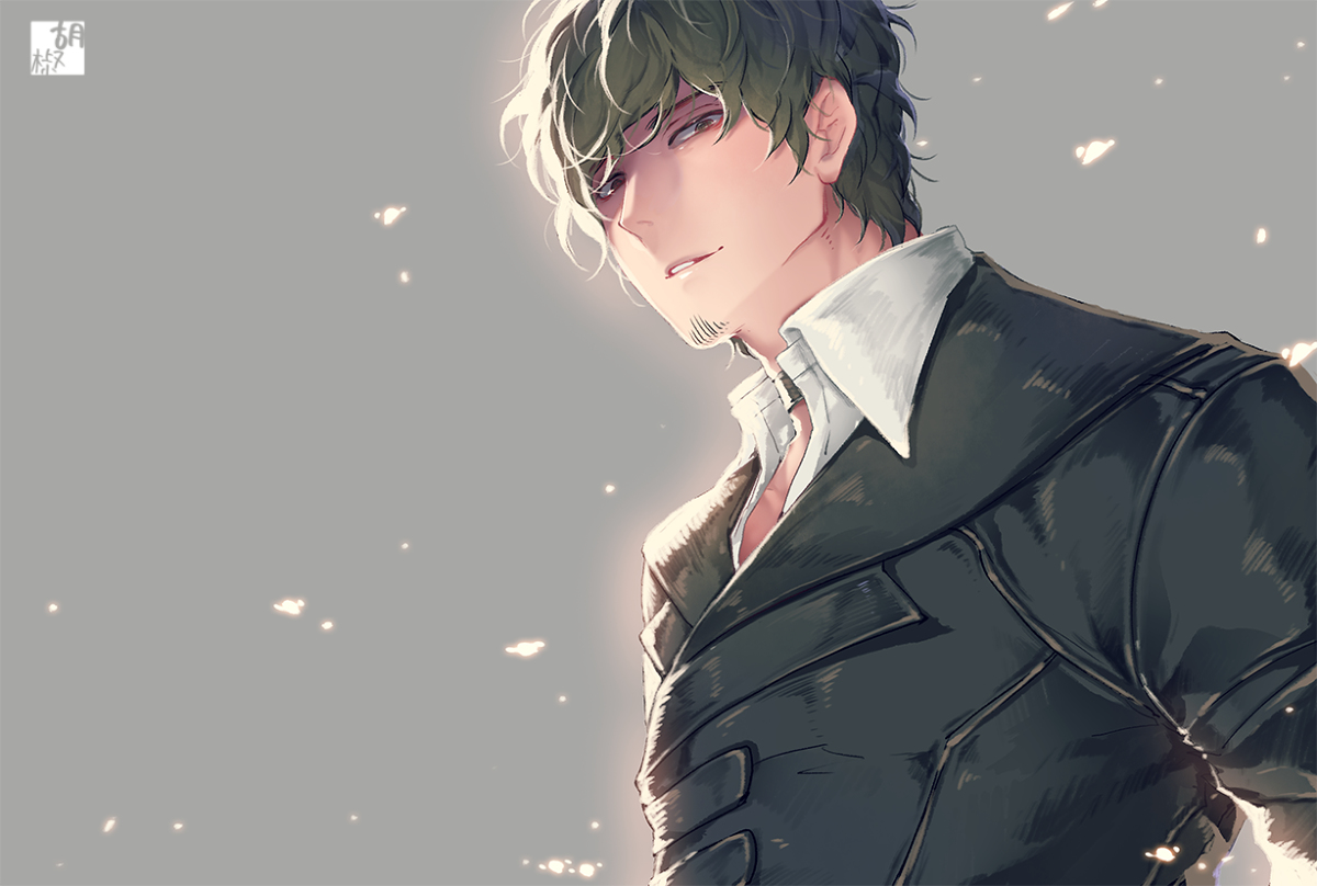 all_male, bicolored_eyes, gray, green_hair, male, pepper_fever, short_hair, tachikawa_kei, world_trigger