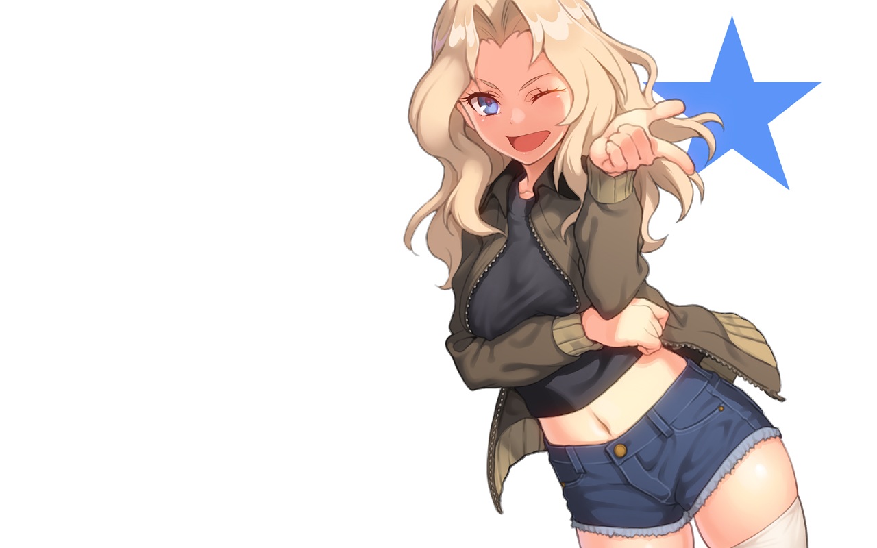 girls_und_panzer, kay_(girls_und_panzer), pairan, shorts, white, zettai_ryouiki