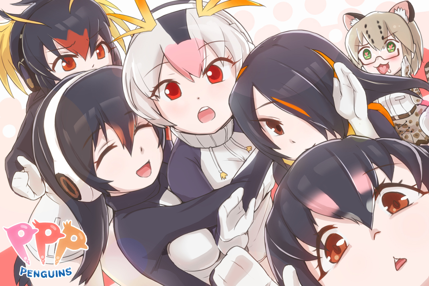 animal_ears, anthropomorphism, catgirl, emperor_penguin_(kemono_friends), gentoo_penguin_(kemono_friends), humboldt_penguin_(kemono_friends), kemono_friends, mact, rockhopper_penguin_(kemono_friends), royal_penguin_(kemono_friends), tagme_(character), tail