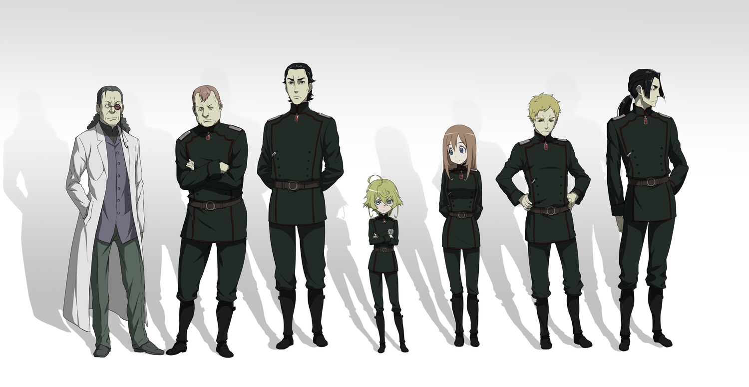 adelheid_von_schugel, black_hair, blonde_hair, brown_hair, ghost_in_the_shell:_stand_alone_complex, loli, long_hair, male, matheus_johan_weiss, military, parody, ponytail, rhiner_neumann, short_hair, tagme_(artist), tanya_degurechaff, uniform, viktoriya_ivanovna_serebryakov, vooren_glanz, wilibald_koenig, youjo_senki