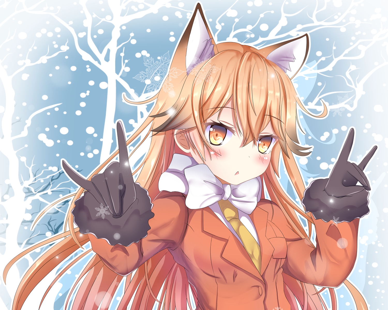 aliasing, animal_ears, anthropomorphism, aruka_(alka_p1), blonde_hair, blush, bow, cropped