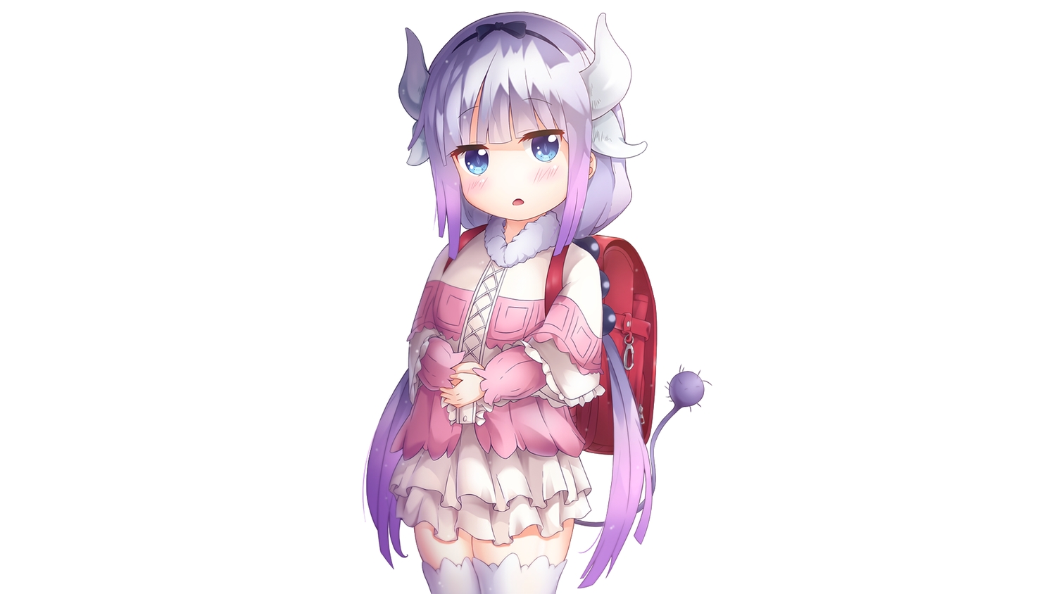 aqua_eyes, blush, horns, iso_(pixiv15197676), kanna_kamui, kobayashi-san_chi_no_maid_dragon, loli, long_hair, purple_hair, tail, thighhighs, third-party_edit, white