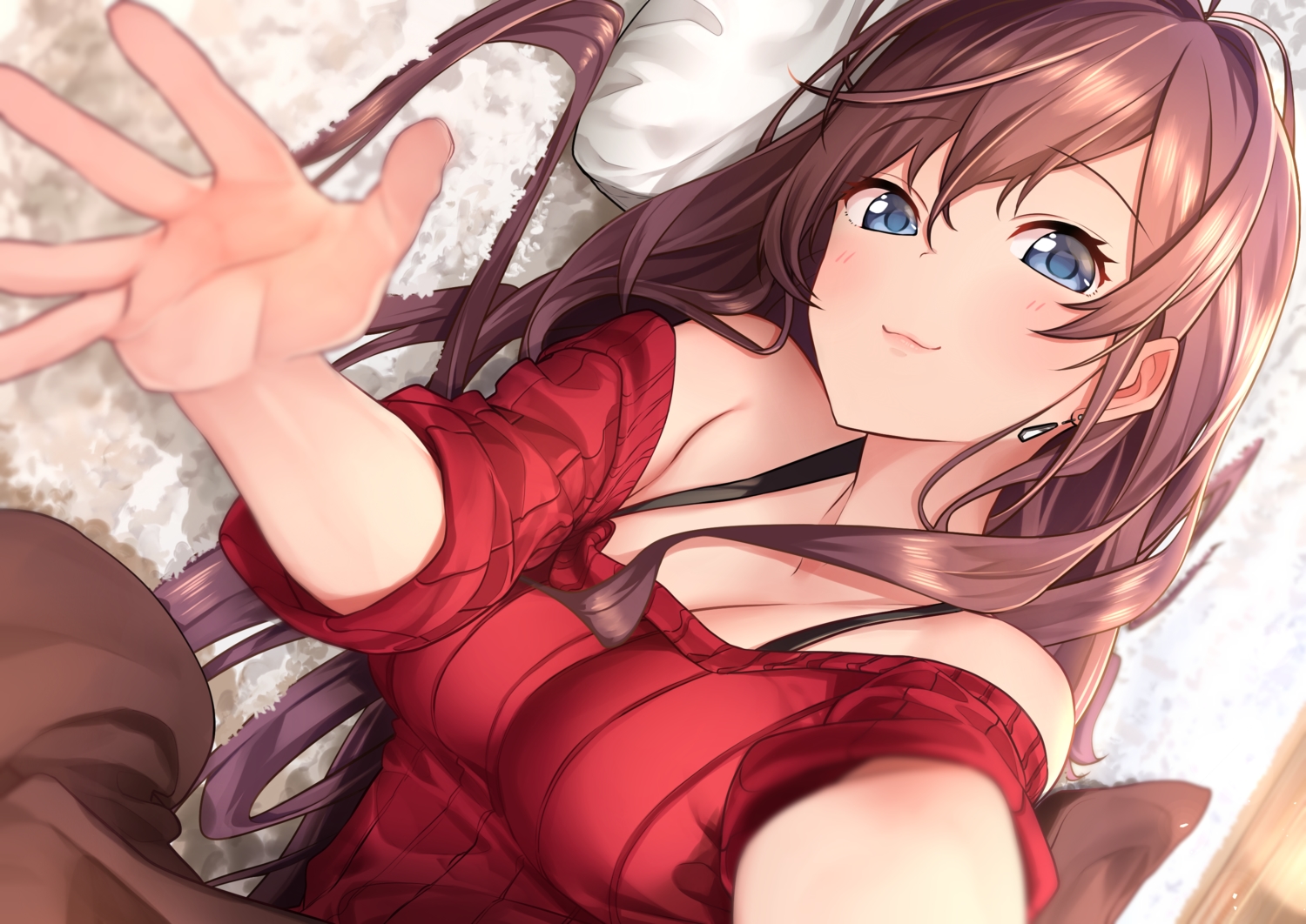 baffu, blue_eyes, breasts, brown_hair, cleavage, close, ichinose_shiki, idolmaster, idolmaster_cinderella_girls, long_hair