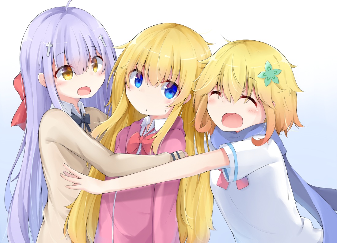 aliasing, gabriel_dropout, gabriel_white_tenma, kyuukon_(qkonsan), raphiel_shiraha_ainsworth, tapris_sugarbell_chisaki
