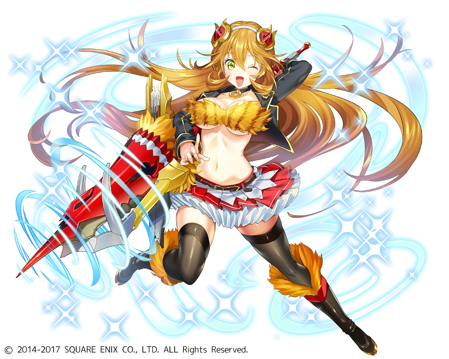 bikini_top, boots, breasts, choker, cleavage, headband, kaku-san-sei_million_arthur, long_hair