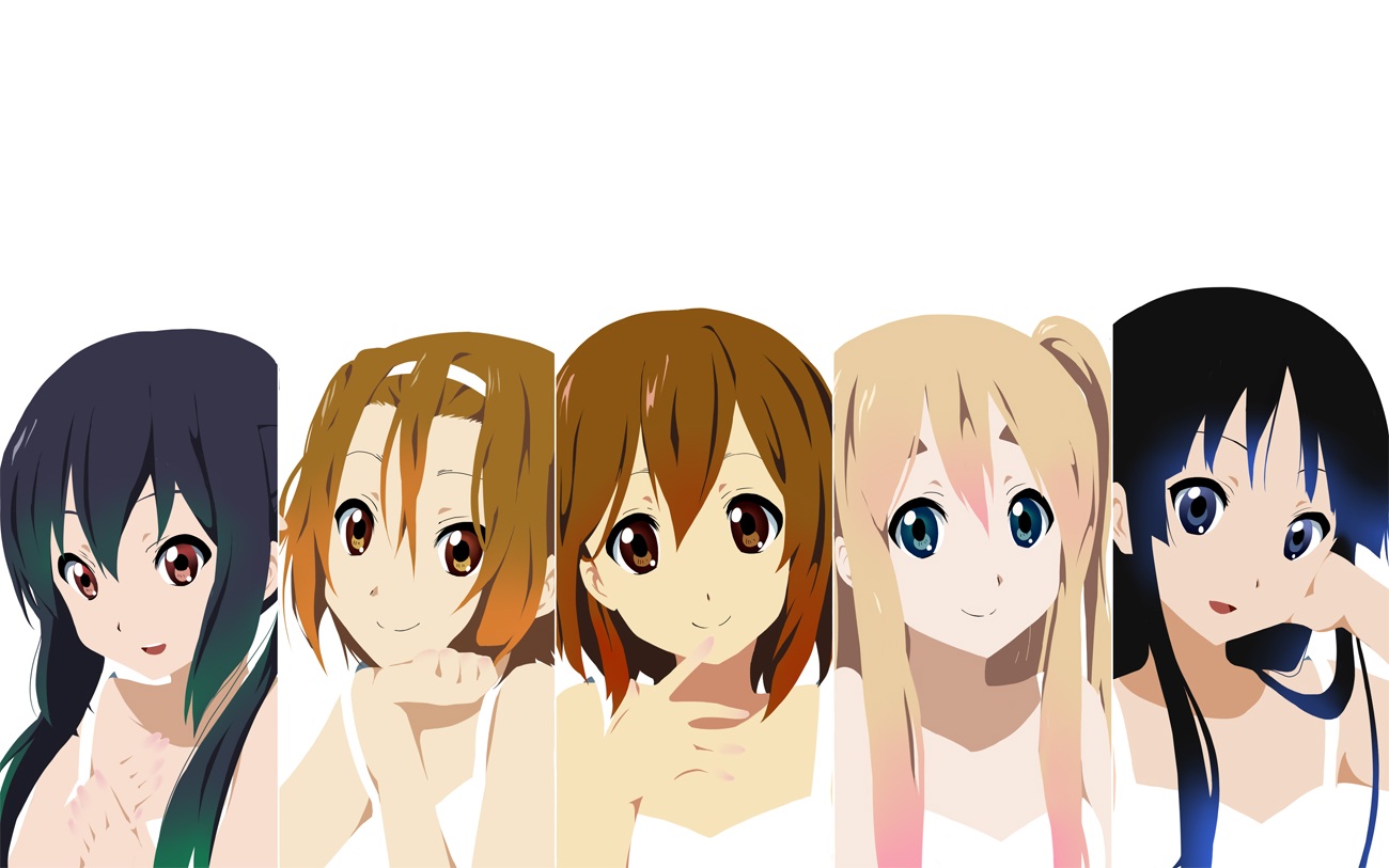akiyama_mio, black_hair, blonde_hair, brown_eyes, brown_hair, group, hirasawa_yui, kisuke_(akutamu)