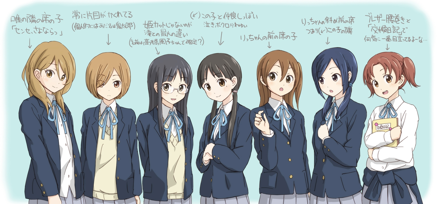 black_hair, blue_hair, book, brown_eyes, brown_hair, endou_michiko, glasses, kinoshita_shizuka