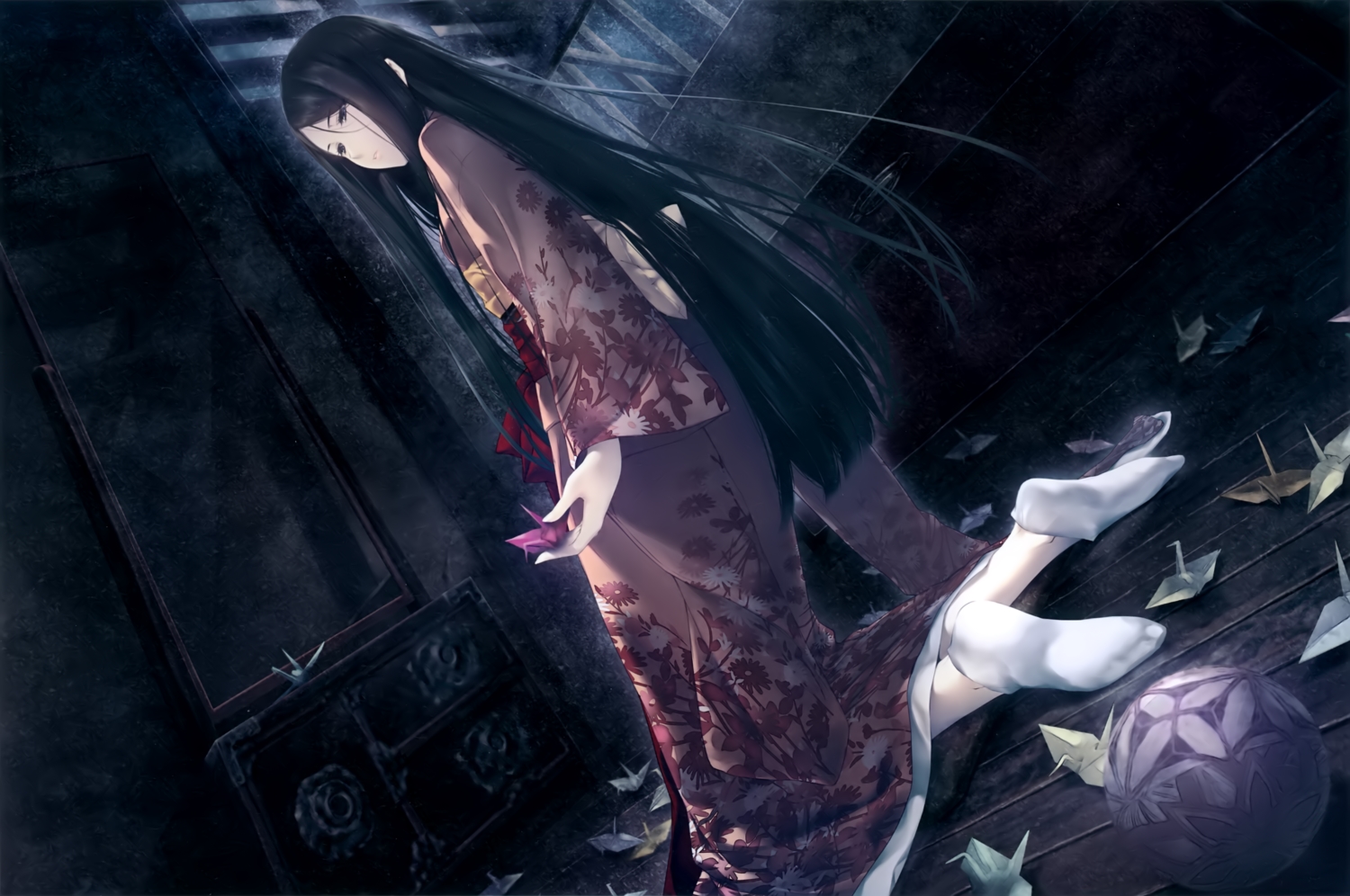 black_eyes, black_hair, innocent_grey, japanese_clothes, kara_no_shoujo_2, kimono, long_hair, satsuki_(kara_no_shoujo_2), scan, sugina_miki