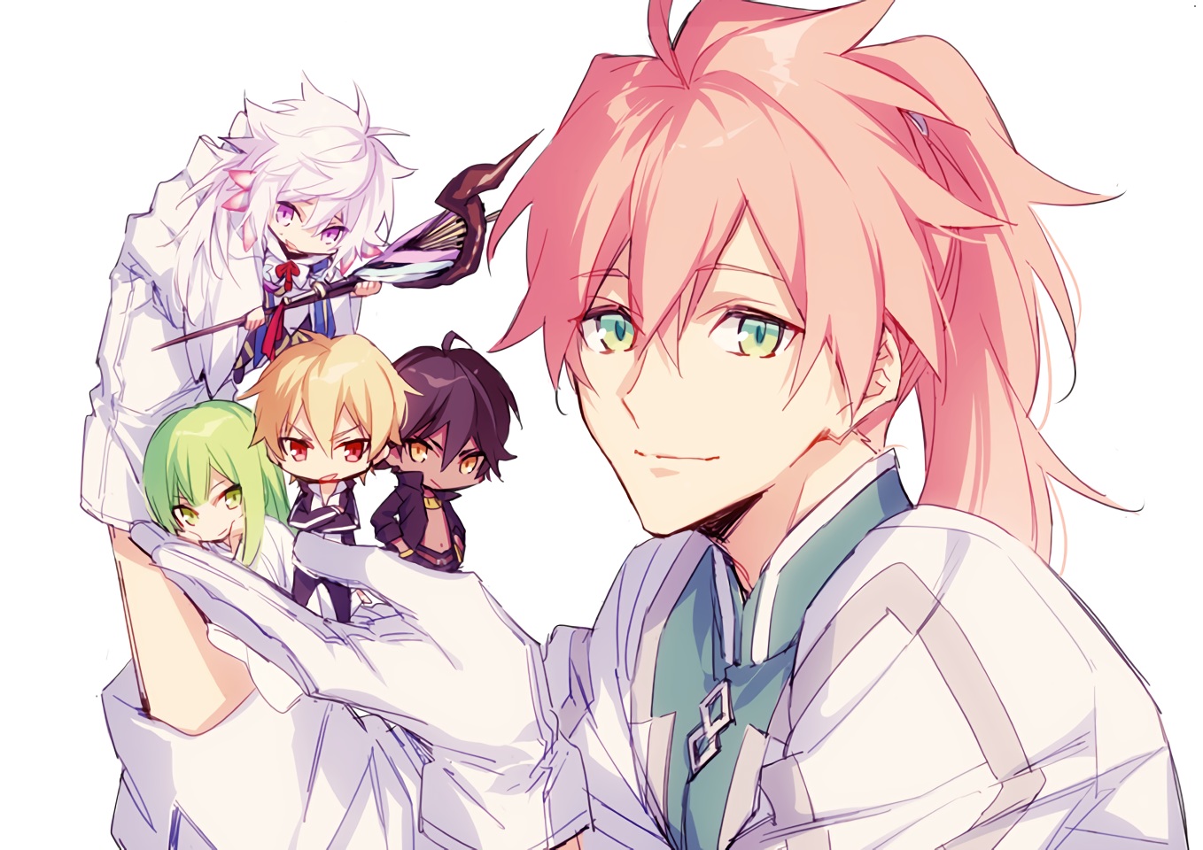 all_male, blonde_hair, brown_hair, chibi, close, enkidu, fate/grand_order, fate_(series)