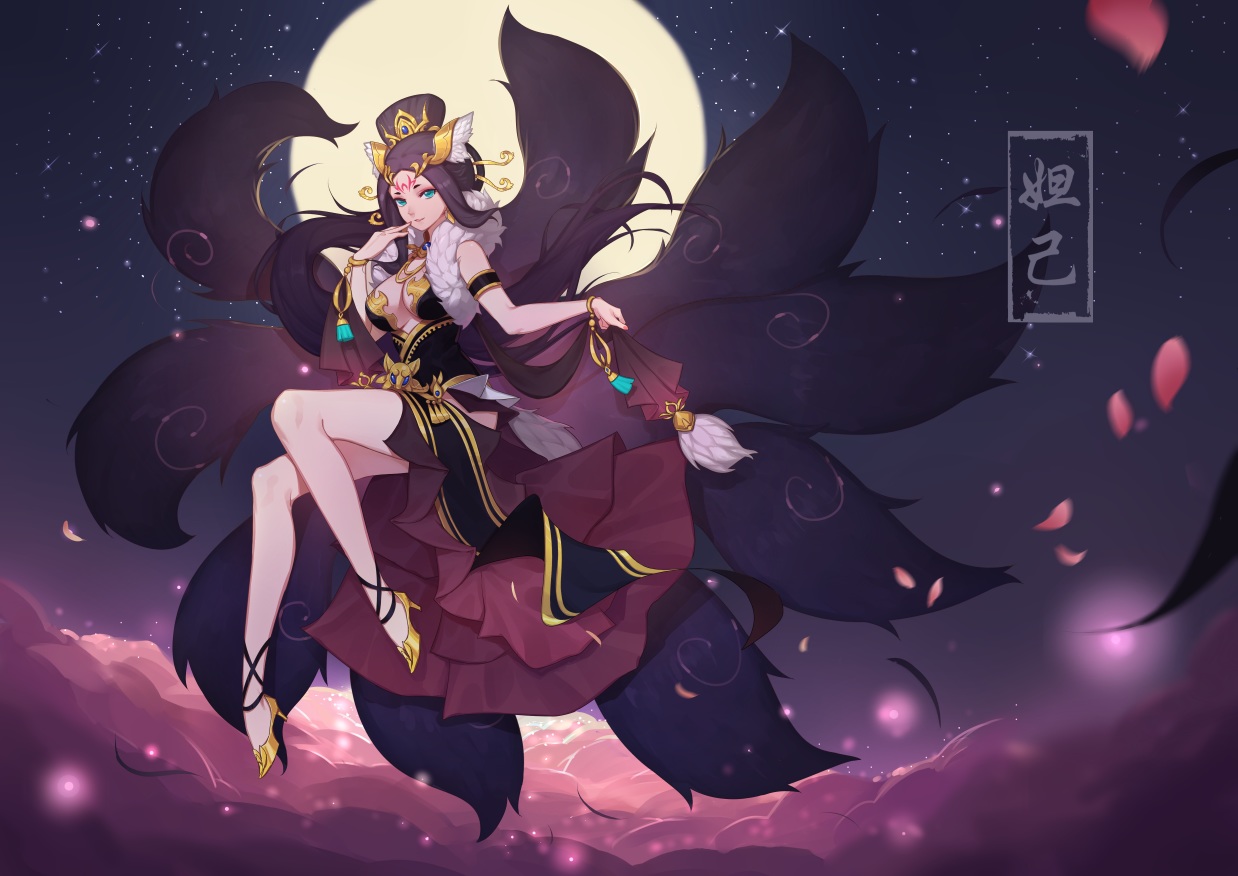 animal_ears, breasts, cleavage, clouds, foxgirl, hat, headdress, mosquito_coils