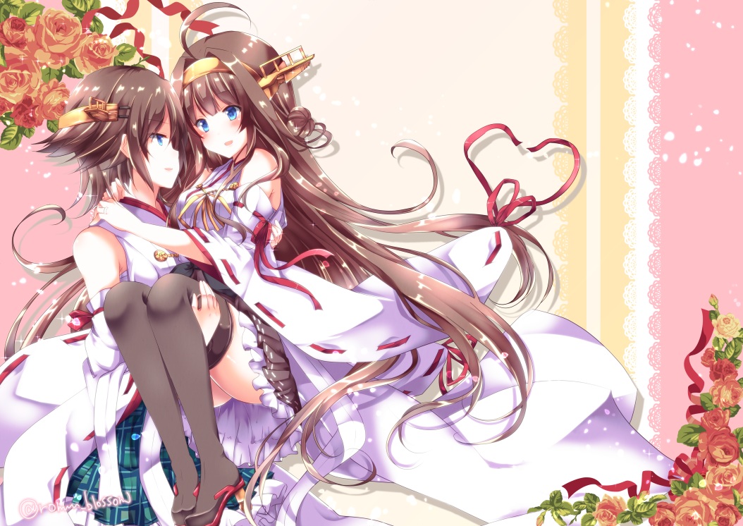 2girls, anthropomorphism, hiei_(kancolle), kantai_collection, kongou_(kancolle), nanoha-h, shoujo_ai