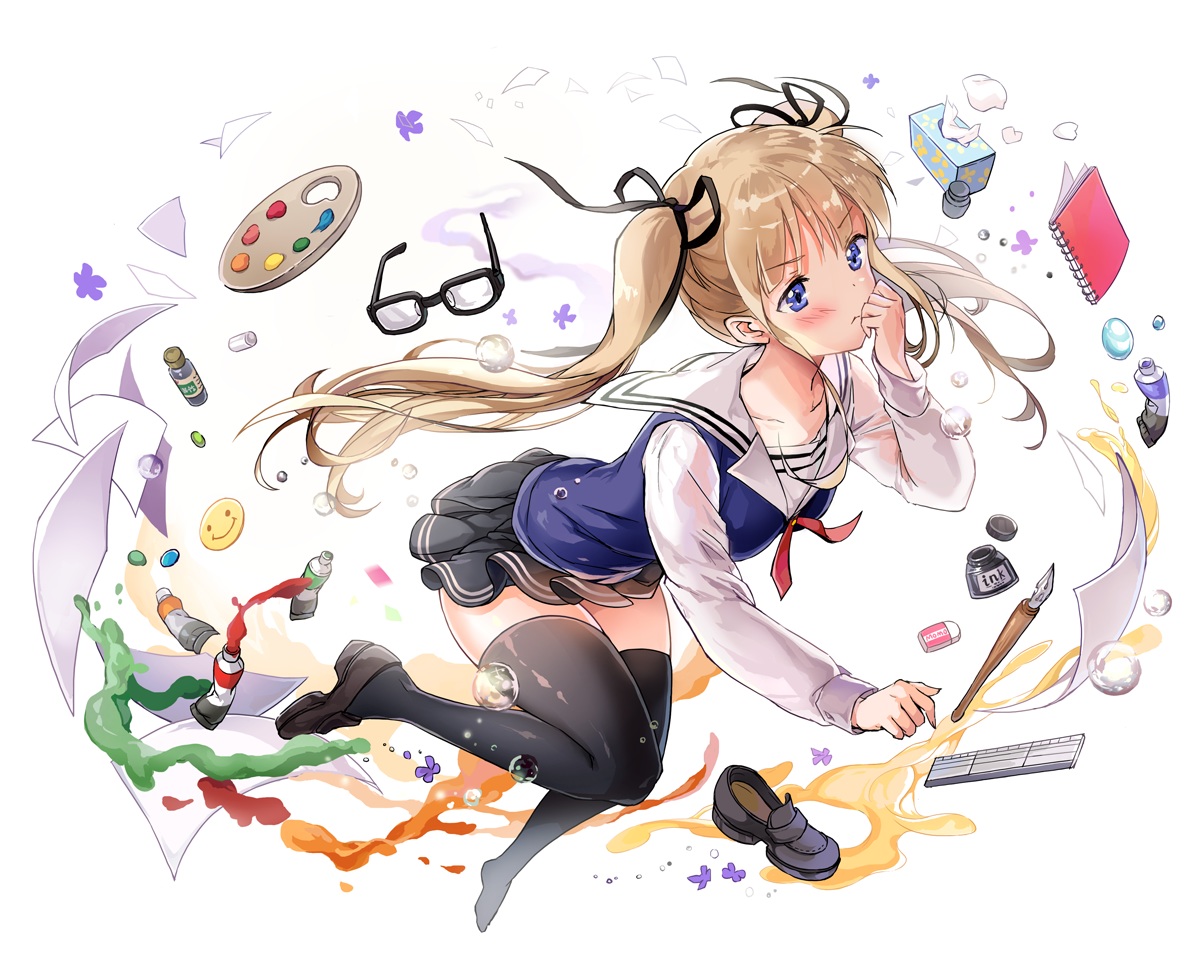 blonde_hair, long_hair, saenai_heroine_no_sodatekata, sawamura_spencer_eriri, saya_(mychristian2), school_uniform, skirt, thighhighs