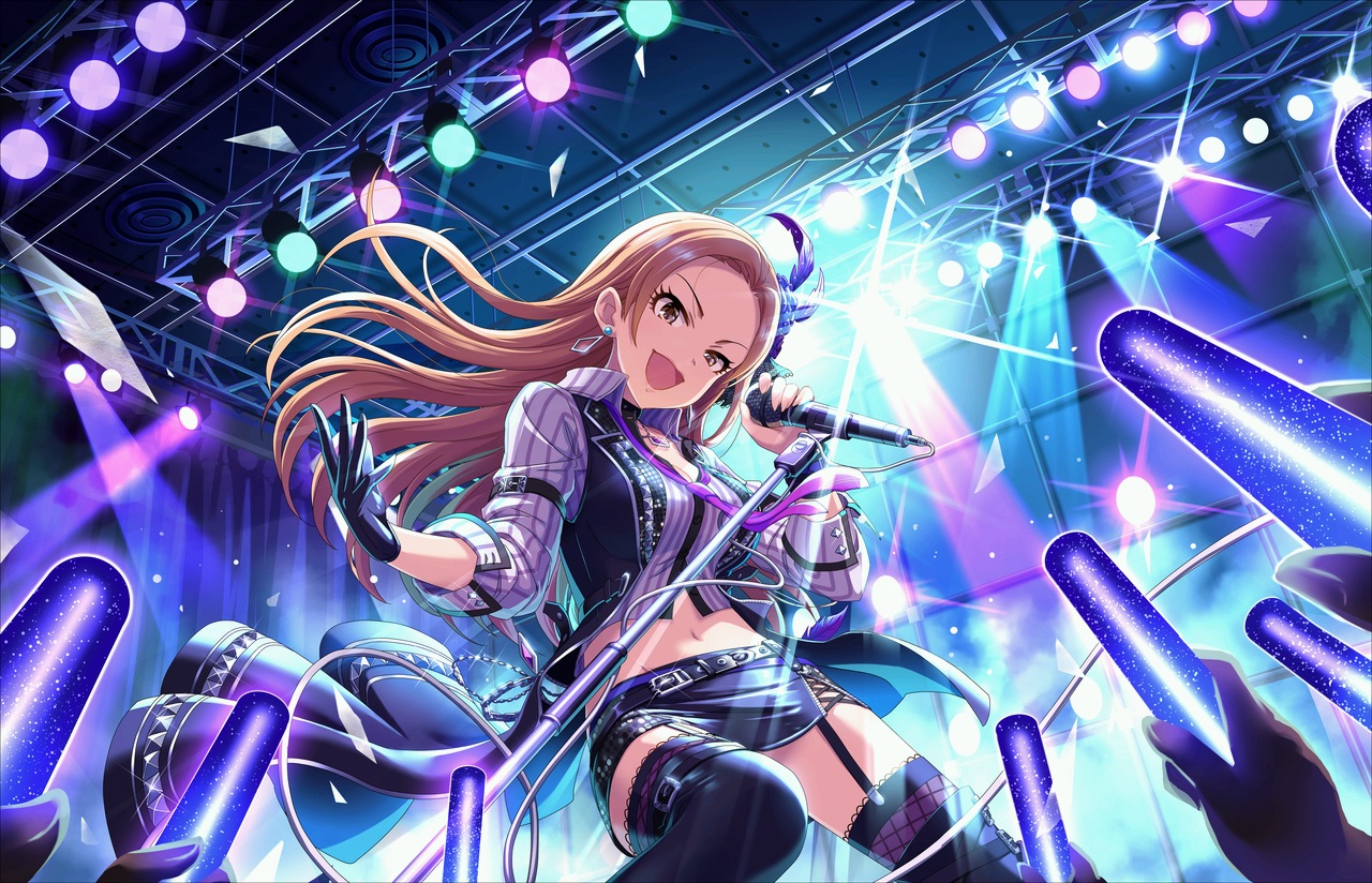 annin_doufu, blonde_hair, boots, brown_eyes, garter, garter_belt, gloves, idolmaster