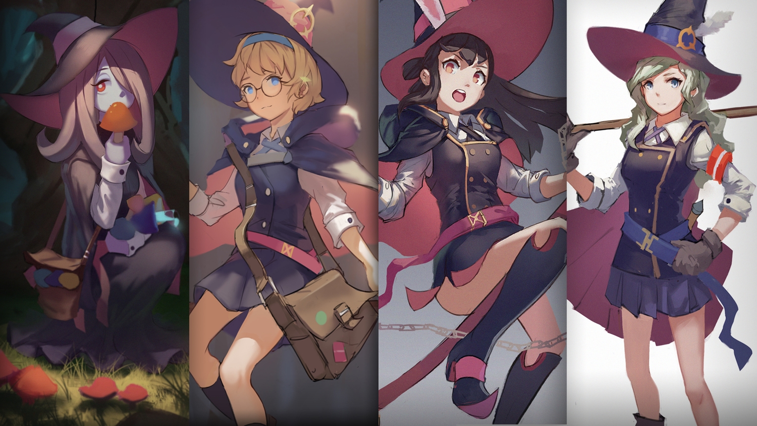 diana_cavendish, doren, hat, kagari_atsuko, little_witch_academia, lotte_yanson, sucy_manbavaran, witch, witch_hat
