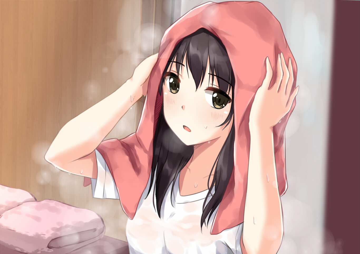 black_hair, blush, breasts, brown_eyes, itachi_kanade, long_hair, original, see_through