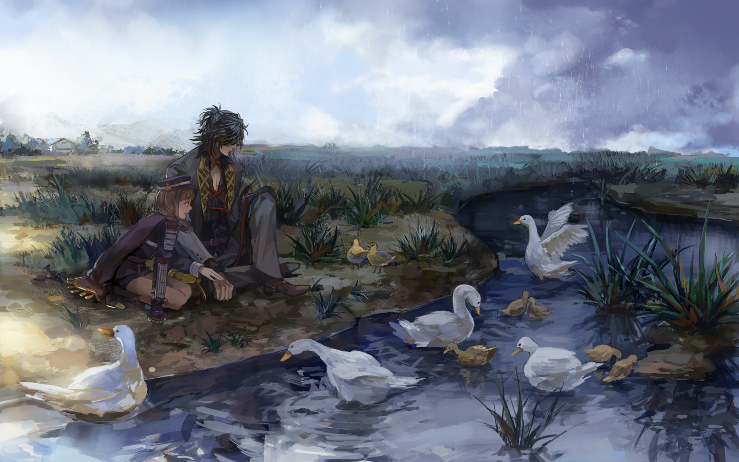 38ban, all_male, animal, bird, duck, male, tagme_(character), touken_ranbu